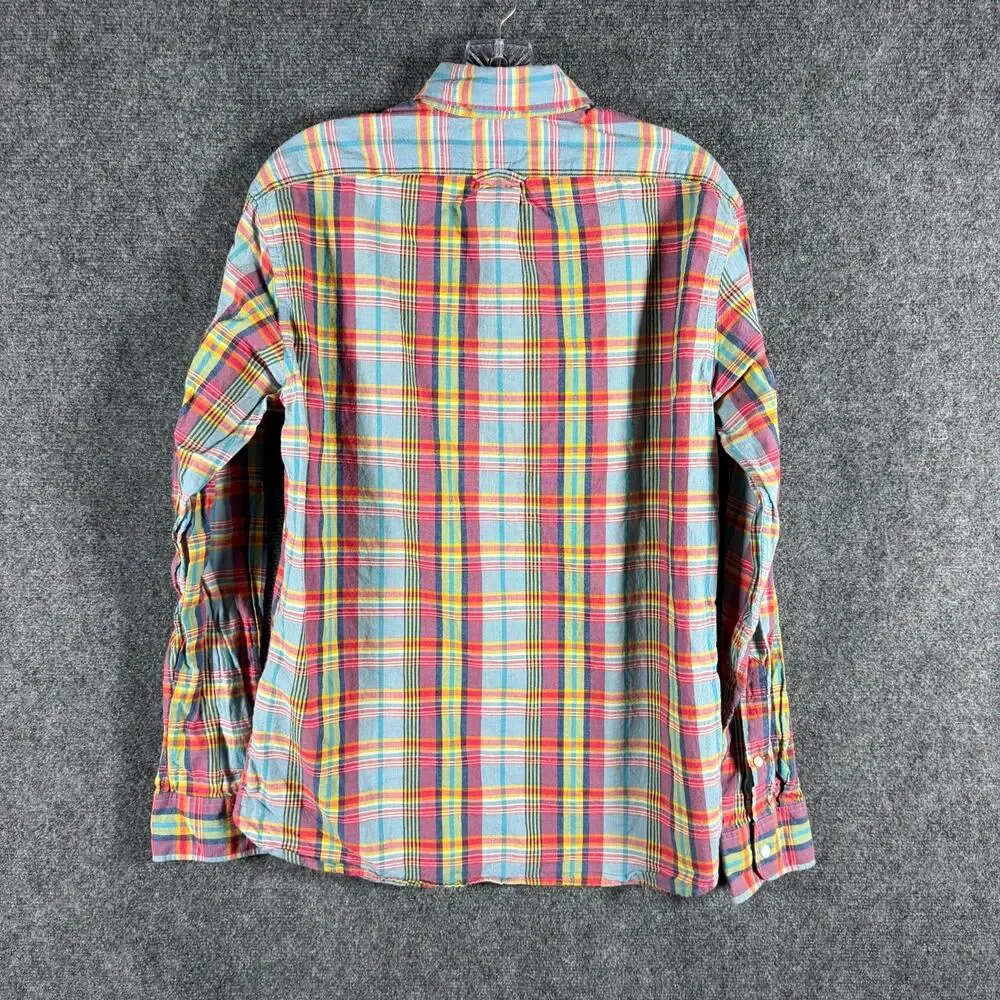 J Crew Indian Madras Shirt Mens M Slim Fit Plaid Button Down Mauritius G4188